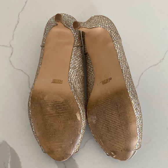 Left & Right Peep Toe Sparkly Heels - Picture 11 of 13